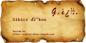Gibicz Ákos névjegykártya